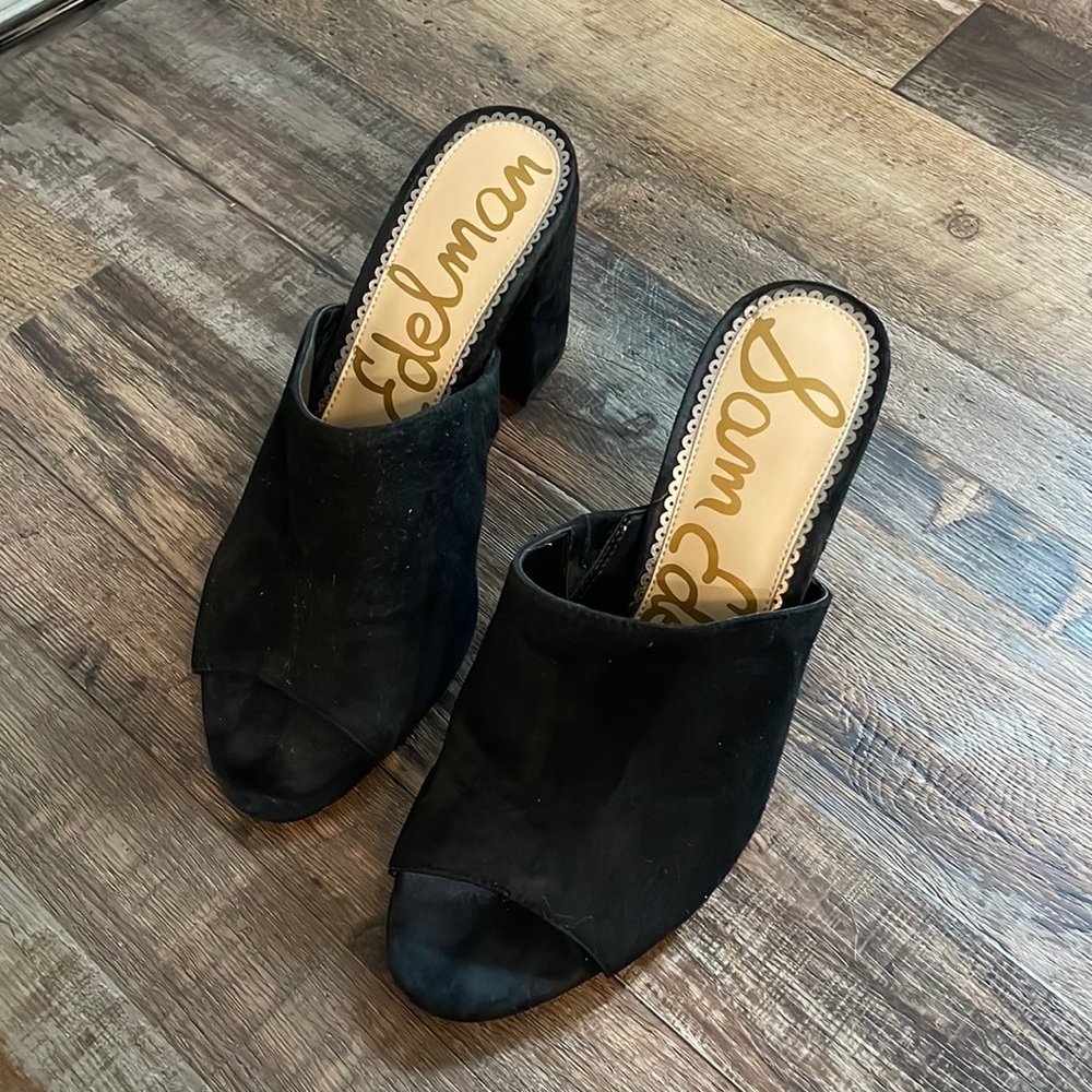 Black Suede Open Toe Mule